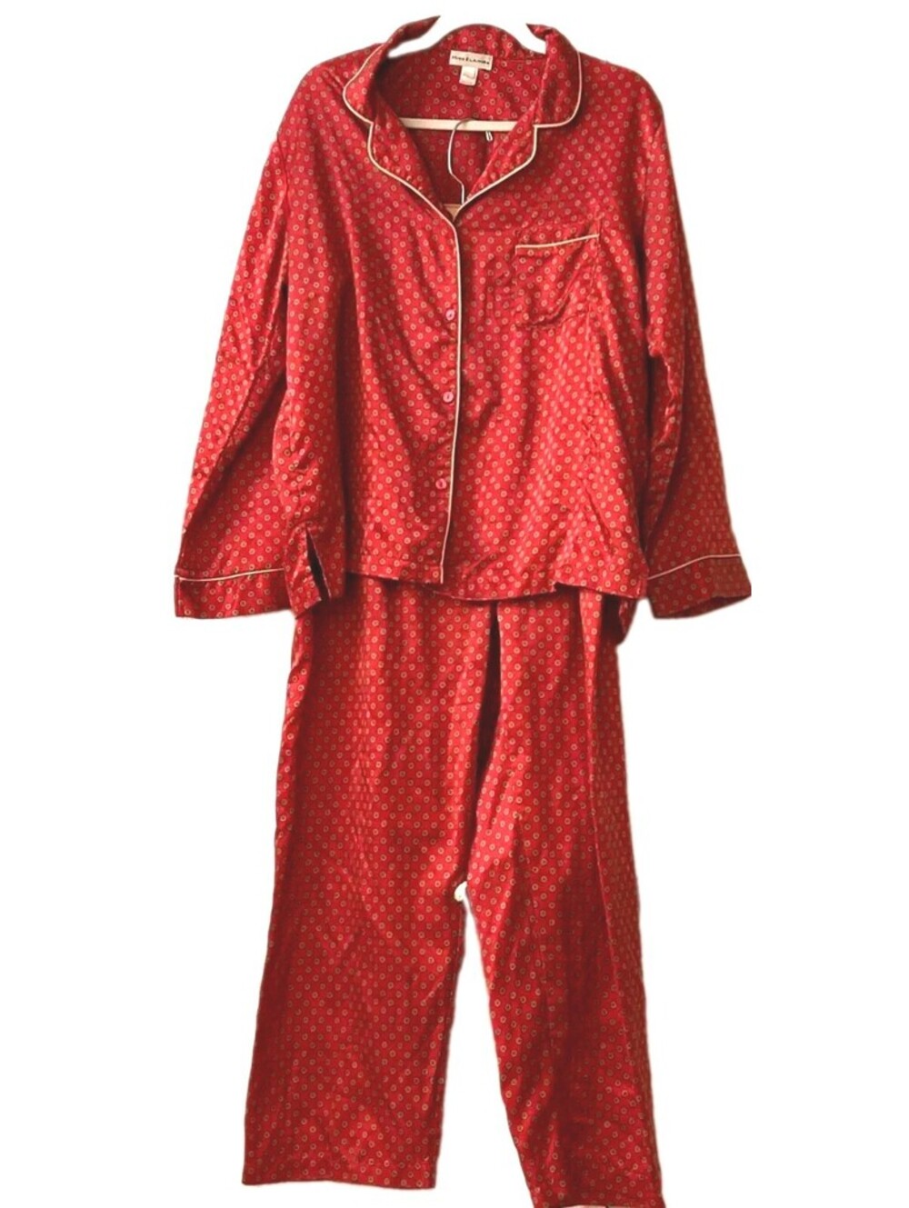 Miss Elaine Women's Size L Vibrant Holiday Red 2 Pcs Pajama Set smooth finish